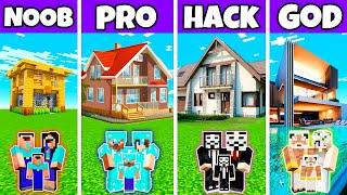 Minecraft Battle  New Family Premium House Build Challenge - Noob vs Pro vs Hacker vs God