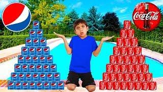 Coke vs Pepsi Pretend Play Funny Boy Goes Shopping & Play Stacking Game