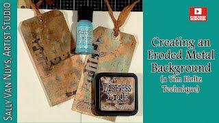 Tim Holtz Eroded Metal Paint Technique with Distress Paint Salvaged Patina