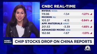 Chip stocks drop on China reports