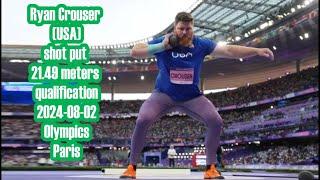 Ryan Crouser USA shot put 21.49 meters qualification 2024 Olympics Paris.