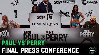 Jake Paul vs. Mike Perry Final Press Conference RESPONSE TO CONOR MCGREGOR