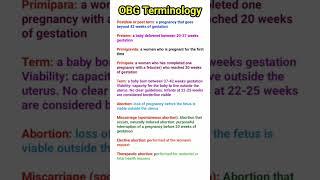 OBG Terminology postterm preterm term primigravida abortion miscarriage #expert_nursing_classes