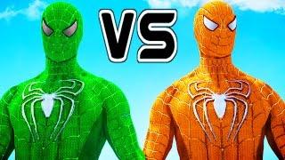 GREEN SPIDERMAN VS ORANGE SPIDERMAN - EPIC BATTLE