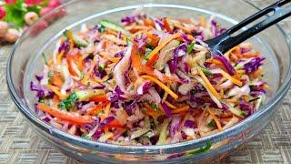 Cabbage SALAD in 5 minutes. We eat every day and lose weight by summer without dieting.Simple recipe