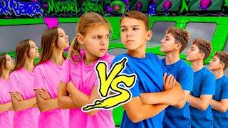 Girls vs. Boys EXTREME Trampoline Park Challenge