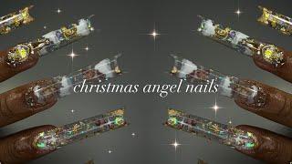 Christmas Angel Nails️ intricate acrylic application + minimal nail art
