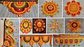 9 flower rangoli designs  Diwali flower decoration ideas  Flower Rangoli designs for Diwali.