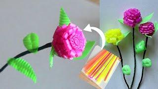 straw flower  How To Make Flower From Drinking Straw  drinking straw craft  drinking straw flower