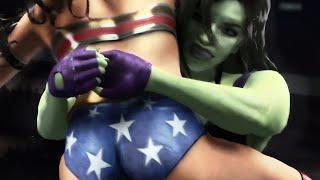 Wonder Woman vs She-Hulk BEARHUG MATCH Female Wrestling