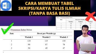 tutorial membuat tabel skripsi tugas akhir jurnallaporantabel terbuka degn  mudahmicrosoft word