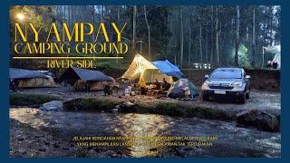 Family camping at Nyampay camping ground  Ciwidey  Riverside