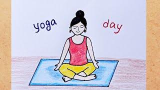 How to draw yoga day easy