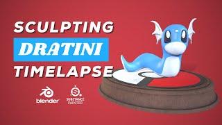 3D Sculpting Dratini - Blender & Substance Painter