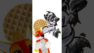 A completely regular Furry holding a waffle  100% wholesome