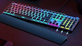 TECURS MK205 Gaming Keyboard Mechanical Keyboard with Magnetic Wrist Rest US Layout Geman Layout