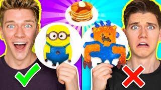 PANCAKE ART CHALLENGE Learn How To Make Minions Spiderman & Fidget Spinner out of DIY Pancake