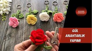 TIĞ İŞİ GÜL ANAHTARLIK YAPILIŞI   AMİGURUMİ ANAHTARLIK ÖRGÜ ANAHTARLIK