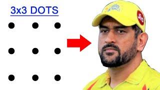 Turn 9 dots into MS Dhoni drawing easy - MS Dhoni face drawing easy - dhoni csk drawing outline