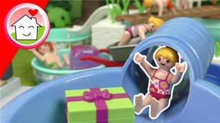 Playmobil Familie Hauser - Lenas Geburtstag mit Pool Parkour - Garten voller Pools