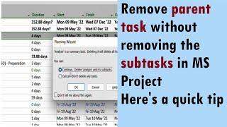 How to delete Summary task in MS Project