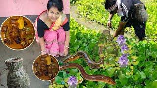 কুচিয়া মাছৰ ৰেচিপি  catching Eel fishHow to make Kusia Fish Recipe in AssameseEel Fish 