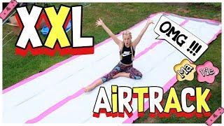 RIESEN XXL AIRTRACK UNBOXING TRICKS & SLIPNSLIDE   MaVie Noelle Sport