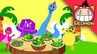 Plant eating dinosaur team  Dinosaur songs  Nursery Rhymes  REDMON Kids songs