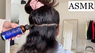 ASMR  Oil treatment with relaxing massage hair sectioning & hair brushing hair play no talking