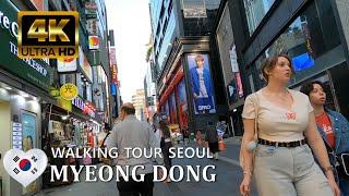 4K Strolling in a Popular Shopping Area Myeong Dong Seoul South Korea