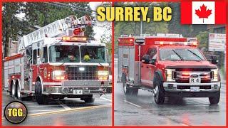 Surrey Accident Next To Fire Station - *NEW* Quint 4 & Rescue 4 Responding