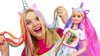 Видео для девочек про Барби и пони. Салон красоты. Собираемся на вечеринку пони Радуга Дэш
