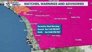 San Diegos coast is cooler but deserts exceed triple digit temps