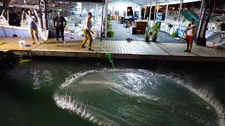 Catching BUCKETS of JUMBO Shrimp at the Miami Boat Show {Catch Clean Cook} On the DOCK