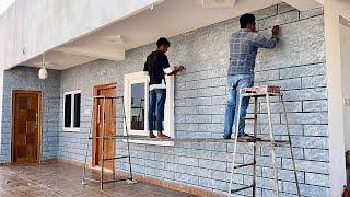 how to make long bricks Wall Texture design  wall Painting Texture Design making