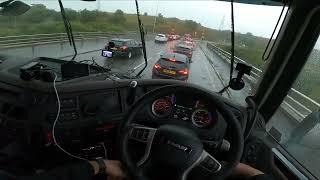POV DRIVING TRUCK DAF XF  ON RAIN RELAX - adrian cox uk