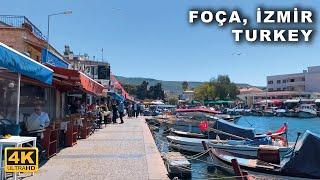 Foça İzmir Turkey Walking Tour 2023  4K