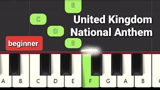 God Save The Queen King - United Kingdom National Anthem Very Easy Piano Tutorial