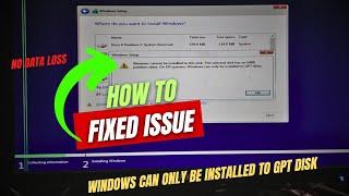 How To Fixed -Windows Cannot Be Installed To This Disk The Selected Disk Has an MBR Partition Table