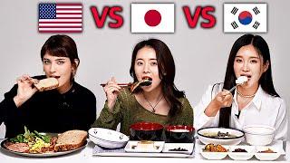 America VS Korea VS Japan People Try Each Others Breakfast