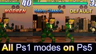 All PS1 Modes on  PS5   TEKKEN 2 COMPARISON    DEFAULT vs RETRO CLASSIC vs MODREN 