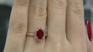 1.78 Carat Oval Cut Ruby and Diamond Halo Engagement Ring GR013