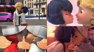 Miraculous Ladybug All Adrigami kisses mostly almost kisses‍⬛