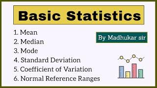 Basic Statistics - Mean Median Mode standard deviation Coefficient of variation  In Hindi