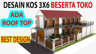 DESAIN KOS KOSAN 3X6 M + Toko  Kamar Mandi Dalam Dapur Dalam & Jemuran