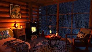 Cozy Winter Cabin - Relaxing Blizzard and Snowstorm Sounds w Fireplace for Sleep & Relaxation