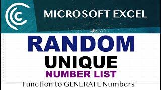 Excel - Generate Random Numbers No Repeats No Duplicates Unique List