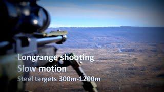 Longrange Precision shooting in slow motion - steel target 300m 340m 400m 805m1200m