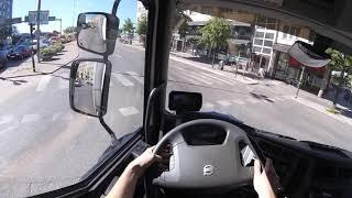 Volvo FL City Truck driving out of Stockholm. July 2016 gopro pov