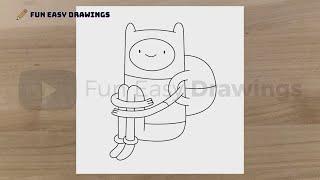 How to Draw Finn Adventure Time Easy - Fun Easy Drawings  Как рисовать Finn Adventure Time